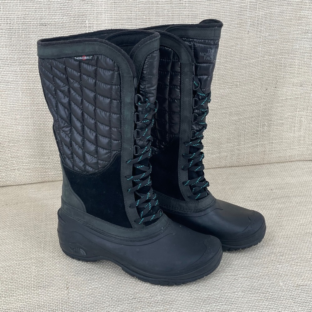 The North Face Thermoball Utility‎ Black Quilted Insulated Snow Boots Womens 7.5